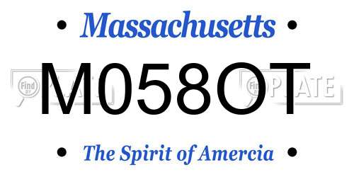 M058OT Massachusetts License Plate