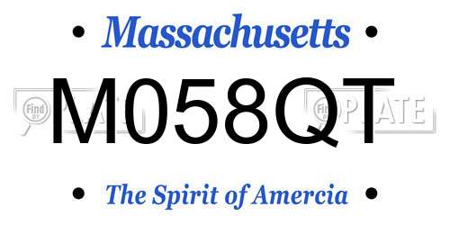 M058QT Massachusetts License Plate