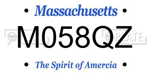 M058QZ Massachusetts License Plate