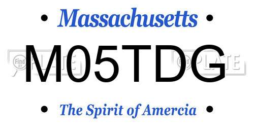 M05TDG Massachusetts License Plate