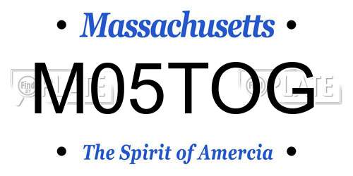 M05TOG Massachusetts License Plate