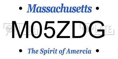 M05ZDG Massachusetts License Plate