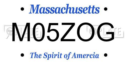 M05ZOG Massachusetts License Plate