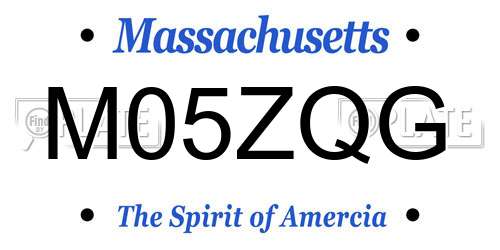 M05ZQG Massachusetts License Plate
