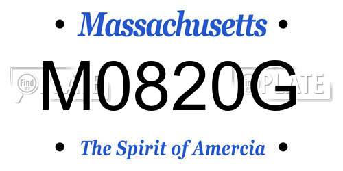M0820G Massachusetts License Plate