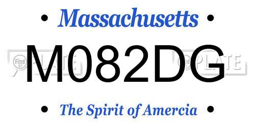 M082DG Massachusetts License Plate