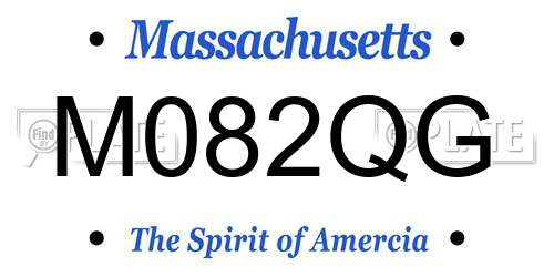 M082QG Massachusetts License Plate