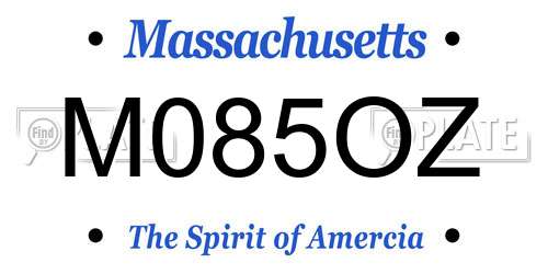 M085OZ Massachusetts License Plate