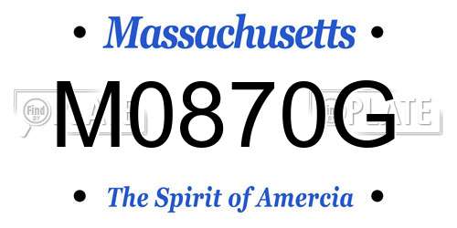 M0870G Massachusetts License Plate