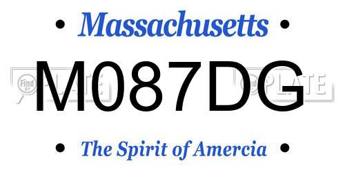 M087DG Massachusetts License Plate