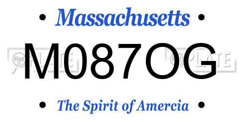 M087OG Massachusetts License Plate