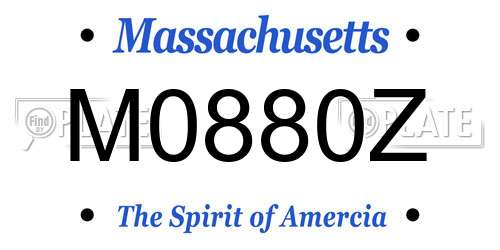 M0880Z Massachusetts License Plate