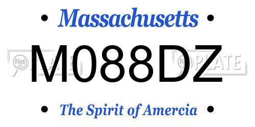M088DZ Massachusetts License Plate