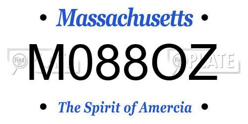 M088OZ Massachusetts License Plate