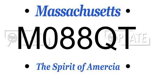 M088QT Massachusetts License Plate