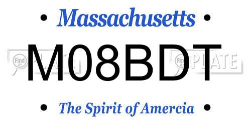 M08BDT Massachusetts License Plate