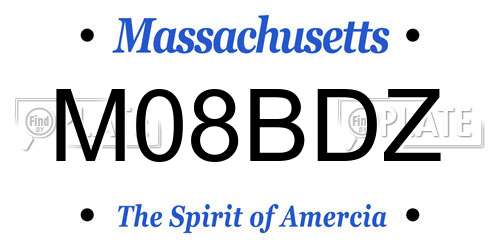 M08BDZ Massachusetts License Plate