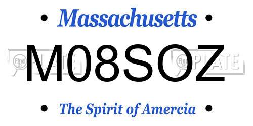 M08SOZ Massachusetts License Plate