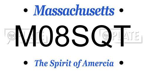 M08SQT Massachusetts License Plate