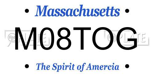 M08TOG Massachusetts License Plate