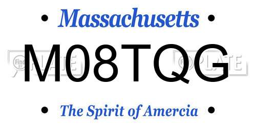 M08TQG Massachusetts License Plate