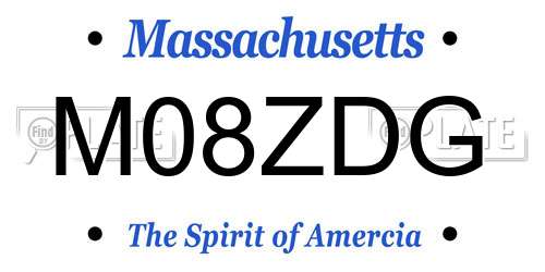 M08ZDG Massachusetts License Plate