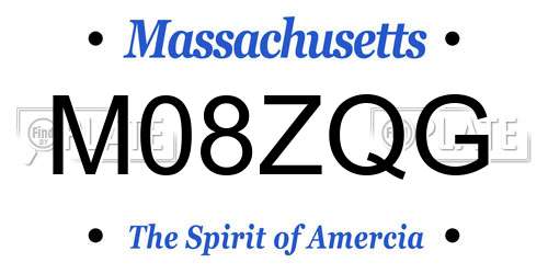 M08ZQG Massachusetts License Plate