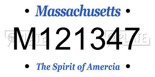 M121347 Massachusetts License Plate