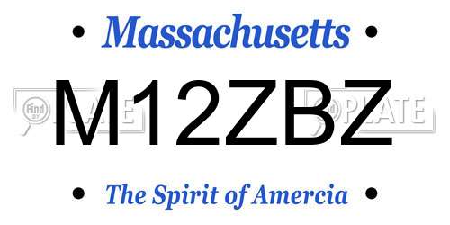 M12ZBZ Massachusetts License Plate