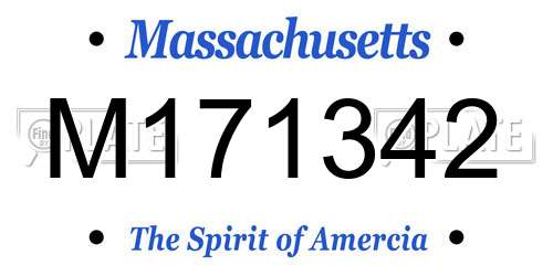 M171342 Massachusetts License Plate