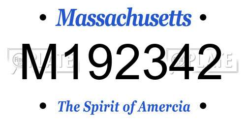 M192342 Massachusetts License Plate