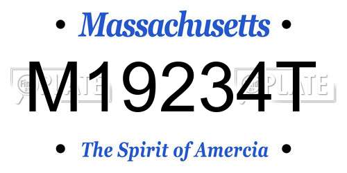 M19234T Massachusetts License Plate