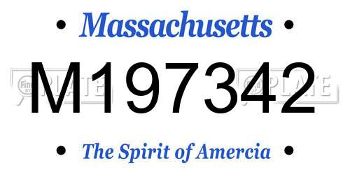 M197342 Massachusetts License Plate