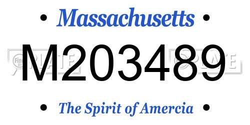 M203489 Massachusetts License Plate