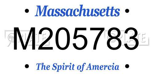 M205783 Massachusetts License Plate