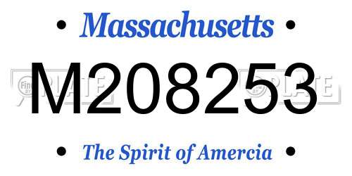 M208253 Massachusetts License Plate