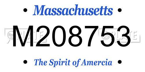 M208753 Massachusetts License Plate