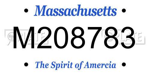 M208783 Massachusetts License Plate