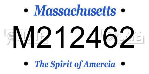 M212462 Massachusetts License Plate