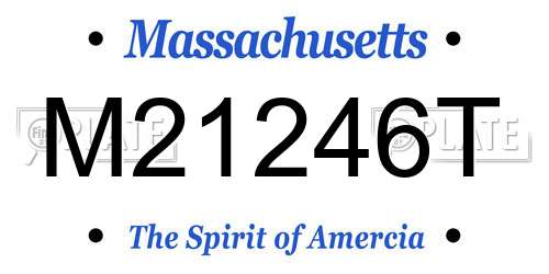 M21246T Massachusetts License Plate