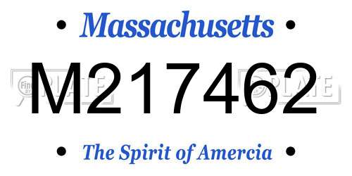 M217462 Massachusetts License Plate