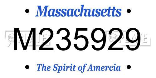 M235929 Massachusetts License Plate