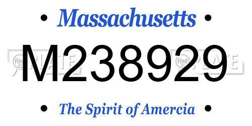 M238929 Massachusetts License Plate