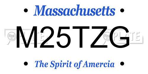 M25TZG Massachusetts License Plate