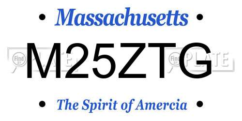 M25ZTG Massachusetts License Plate