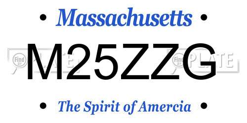 M25ZZG Massachusetts License Plate