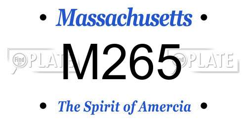 M265 Massachusetts License Plate