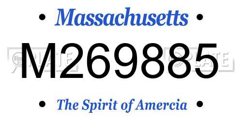 M269885 Massachusetts License Plate