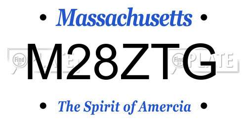 M28ZTG Massachusetts License Plate