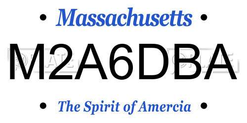 M2A6DBA Massachusetts License Plate